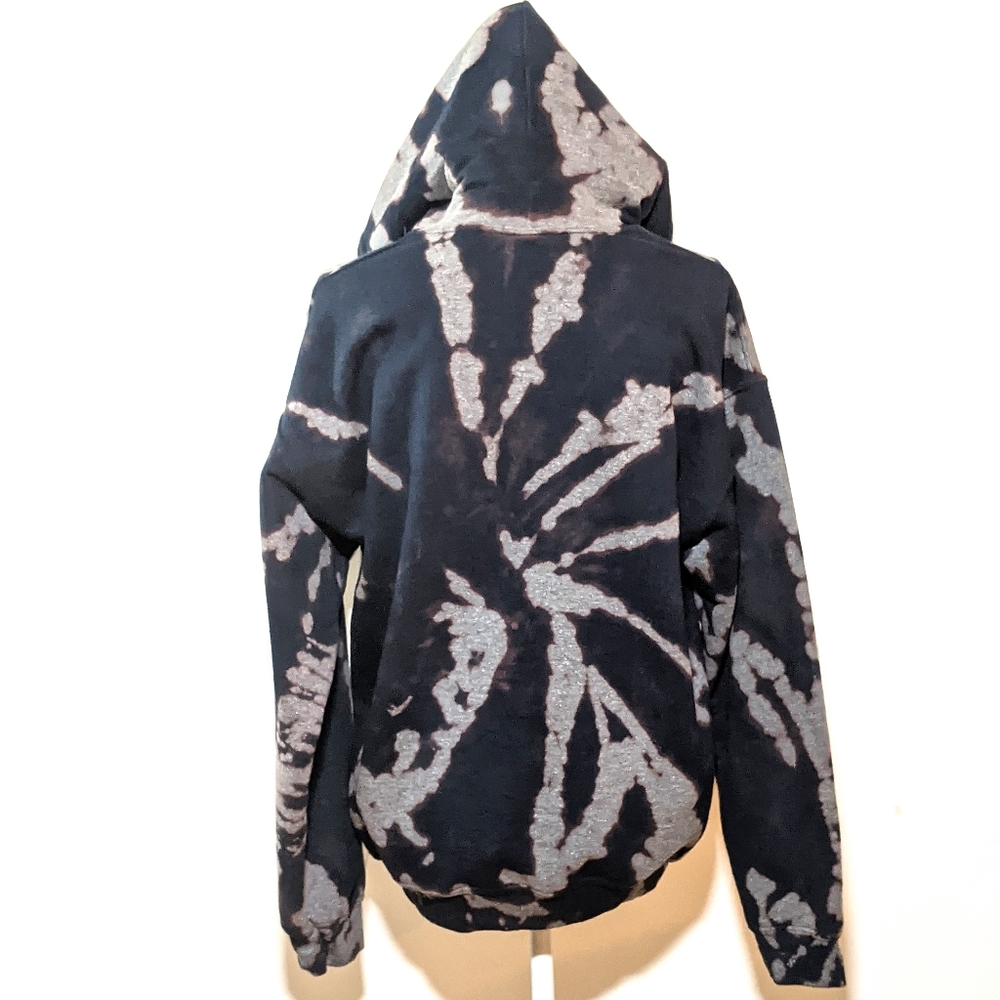 Navy Reverse Tie Dye Hooded Sweatshirt - Picture 4 of 5